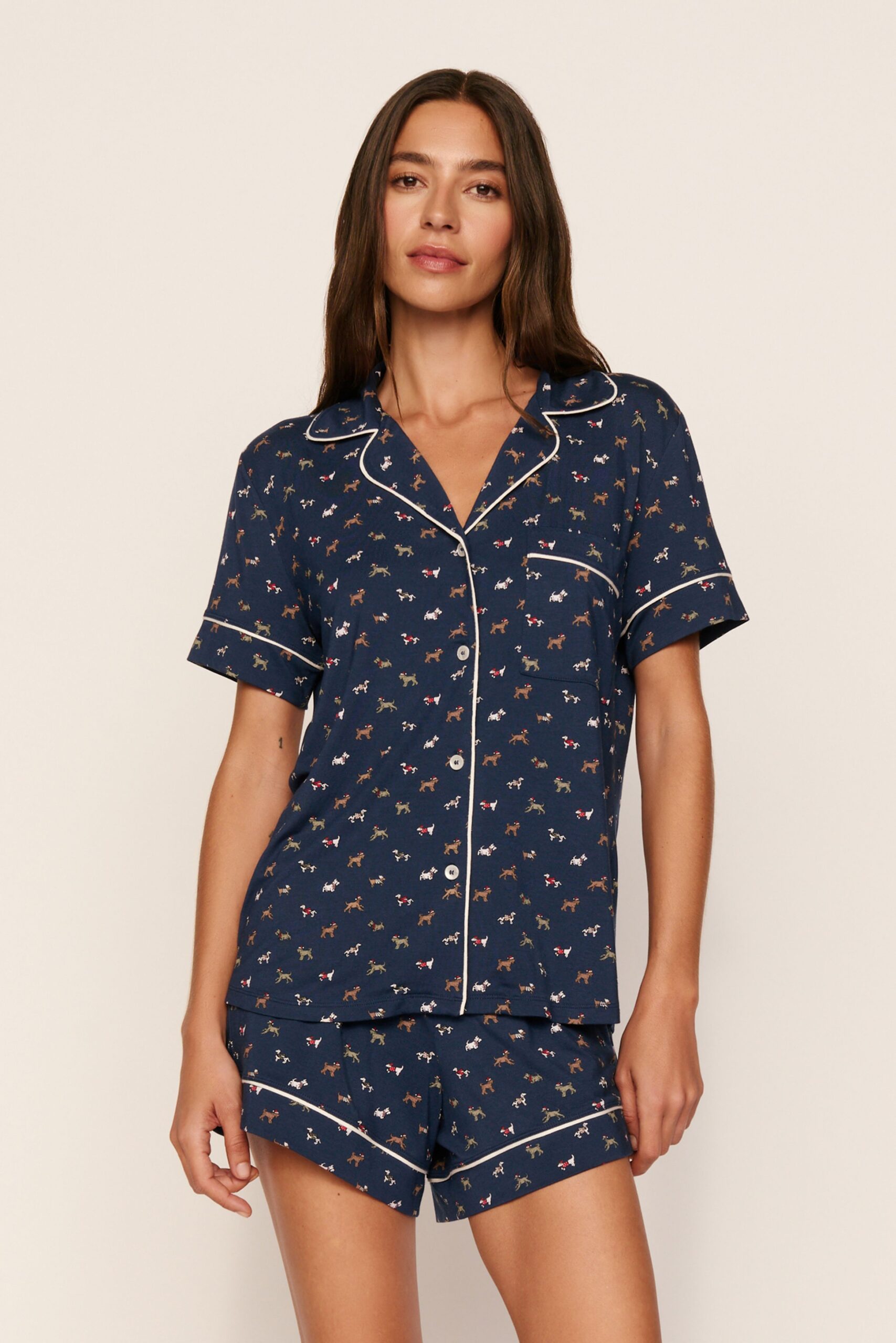 Eberjey Santa Paws print Gisele shorty Pajama